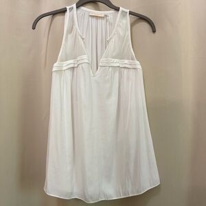 Ramy Brook Silk-Blend Pleated Tank Top – White, Size XS, Designer Luxury Blouse